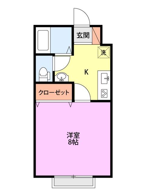 エスポワール中曽根I(1K/2階)の間取り写真