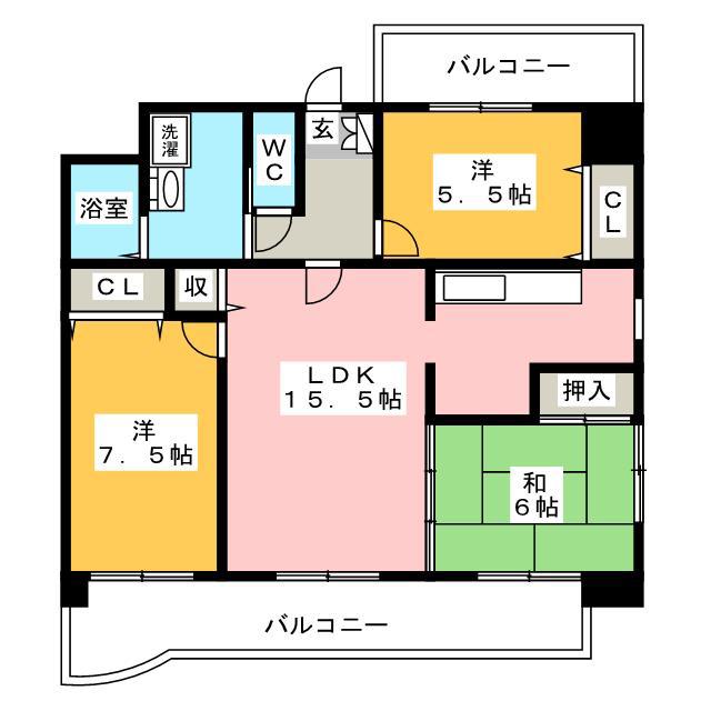 ベリーテ(3LDK/2階)の間取り写真