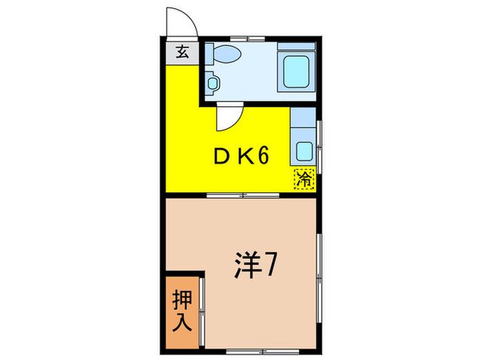 スカイハイツ(1DK/2階)の間取り写真