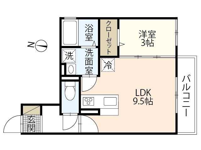 セジュール広島萬象園(1LDK/2階)の間取り写真