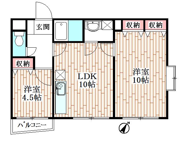 ハイツ創(2LDK/3階)の間取り写真