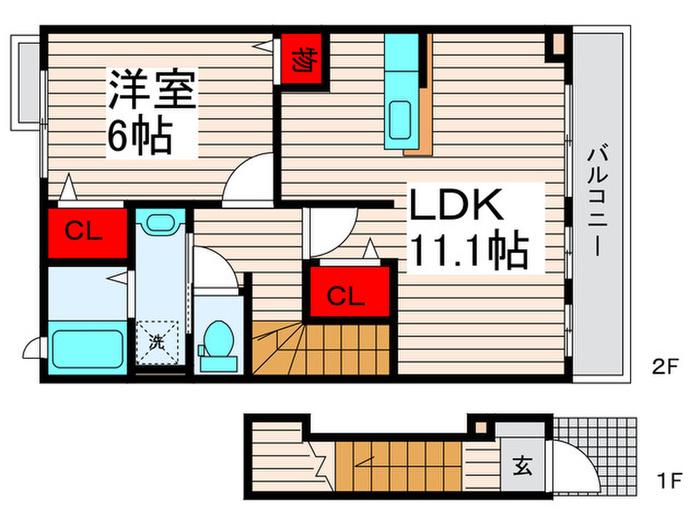 ファインアベニューII(1LDK/2階)の間取り写真