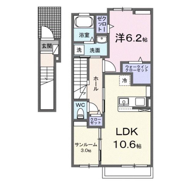 ラヴィベール.JJ.II(1LDK/2階)の間取り写真