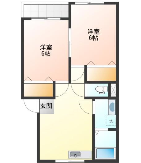 糠塚センスA(2DK/2階)の間取り写真