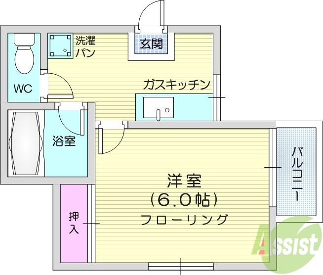 フルールメゾン(1K/2階)の間取り写真