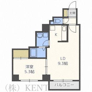 KN南1条マンション(1LDK/3階)の間取り写真