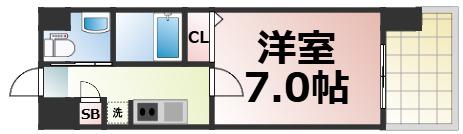 バルーンフラワー諏訪(1K/6階)の間取り写真
