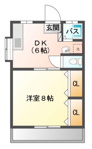 ハイツ葉月(1DK/1階)の間取り写真