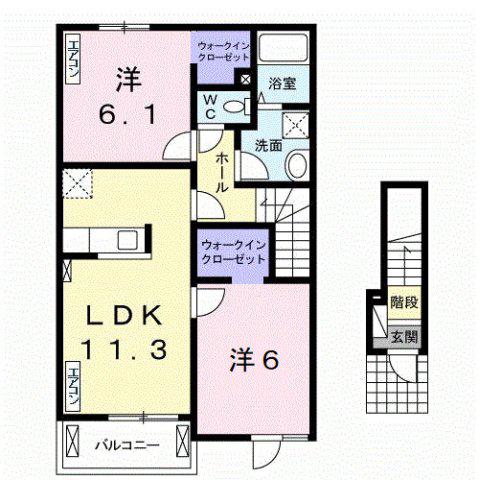 ディオーネ・ジエータ紀ノ川II(2LDK/2階)の間取り写真