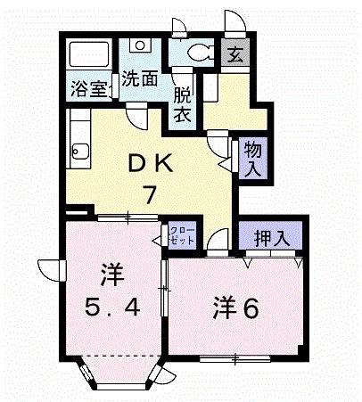 セレーノ(2DK/1階)の間取り写真