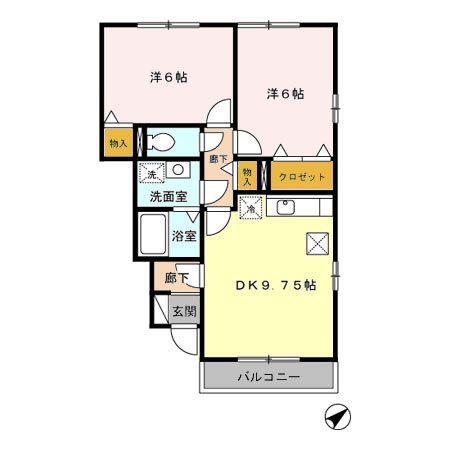 グランモア A/B(2DK/1階)の間取り写真