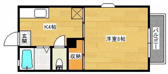 クレアトール高屋A棟(1K/1階)の間取り写真