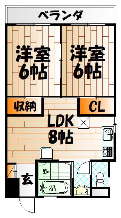 麦谷ビル(2LDK/5階)の間取り写真