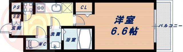 レジュールアッシュ中之島サウス(1K/7階)の間取り写真