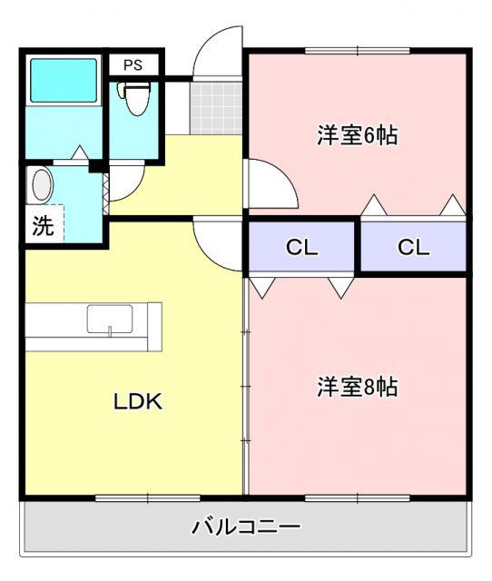 フォーシーズン青葉(2LDK/3階)の間取り写真