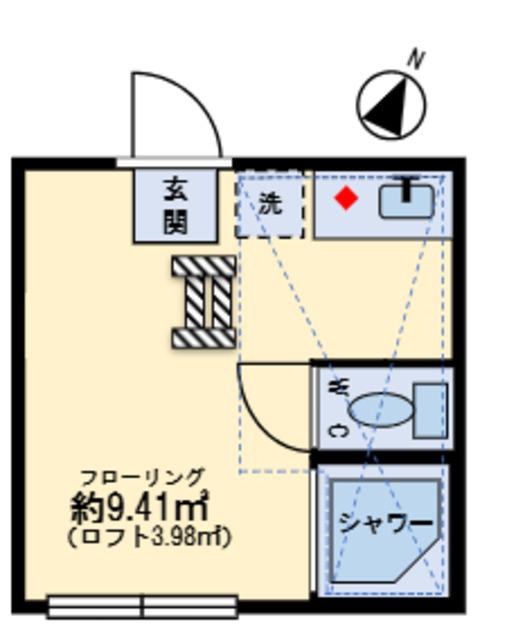 フェリスバニラ(ワンルーム/2階)の間取り写真