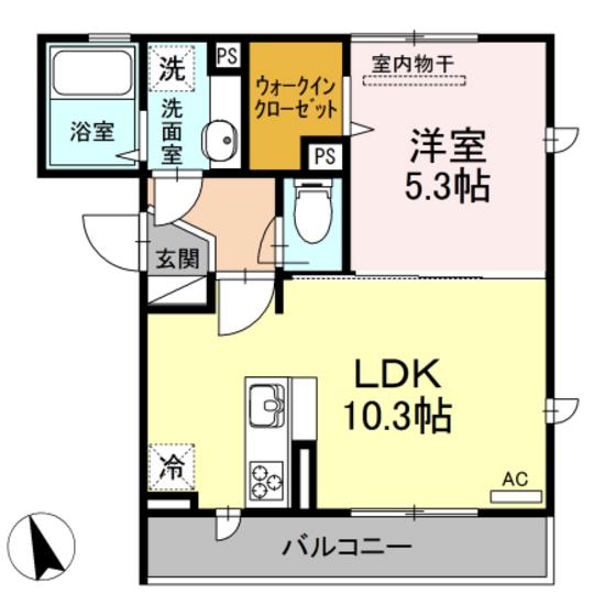 クレールA(1LDK/2階)の間取り写真