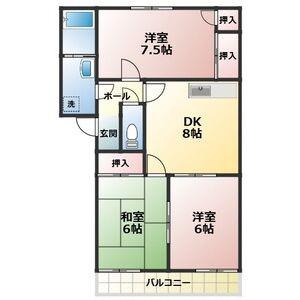 ヘーベルメゾン東加古川(3DK/2階)の間取り写真