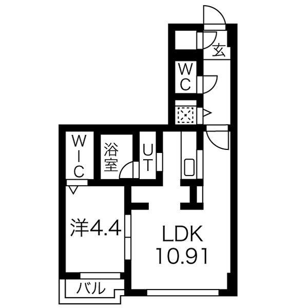 BLANCUBE.612(1LDK/1階)の間取り写真