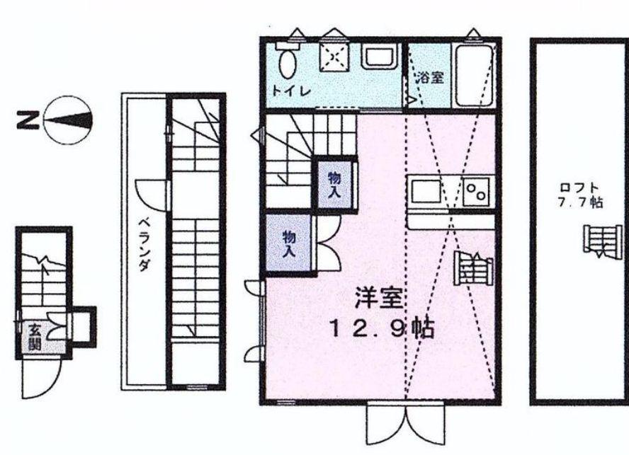SHERRY(1LDK/2階)の間取り写真