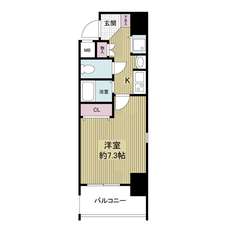 アーバンフラッツ難波東(1K/3階)の間取り写真
