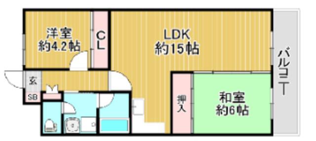 フィアスコート百舌鳥陵南(3LDK/4階)の間取り写真