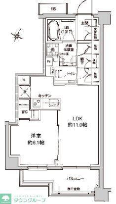 アトラスシティ千歳烏山グランスイート杜ノ棟(1LDK/4階)の間取り写真