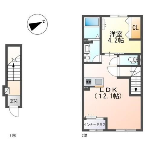 メゾン皆春(1LDK/2階)の間取り写真