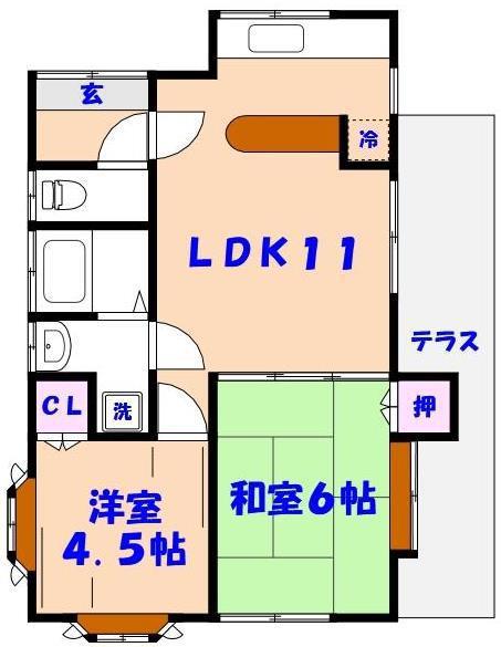 サンモール(2LDK/1階)の間取り写真