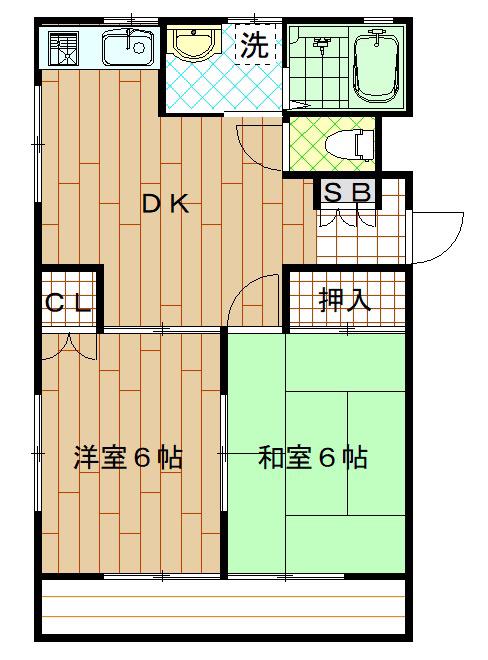 ドミール和光A棟(2DK/2階)の間取り写真
