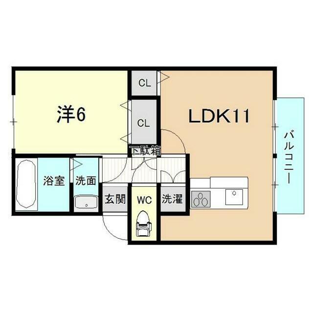 セジュール松島(1LDK/1階)の間取り写真