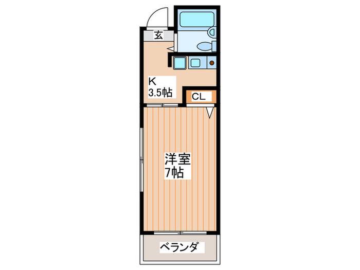 シティハイツ福井(1K/2階)の間取り写真