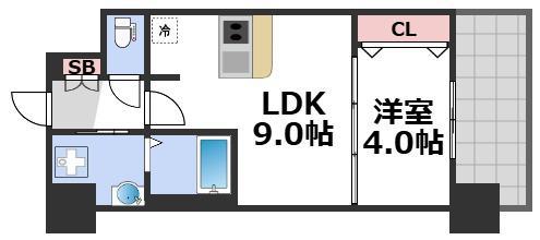 スワンズシティ大阪フルーア(1LDK/9階)の間取り写真
