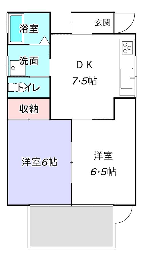 JR成田線 佐原駅 徒歩129分 1階建 築46年(2DK/1階)の間取り写真