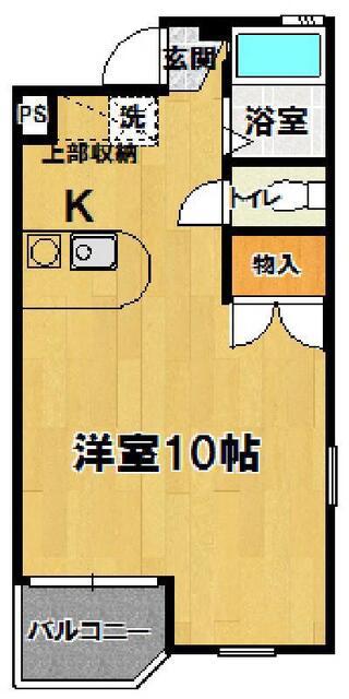 ヴィラエスポワール古来(1K/2階)の間取り写真