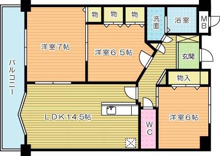 レイ・ブリック若園(3LDK/3階)の間取り写真