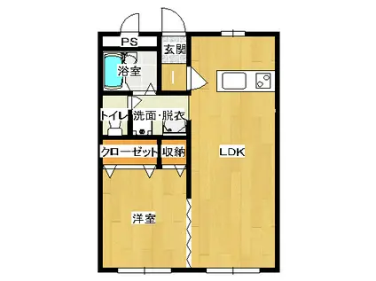 キャッスル天祐(1LDK/1階)の間取り写真