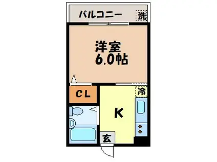 桑崎ハイツ(1K/2階)の間取り写真