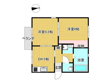 グランドゥ―ル鈴木B(2K/1階)の間取り写真