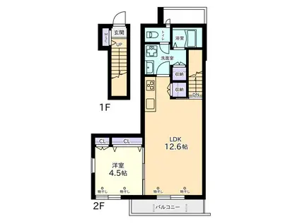 COCORO61113(1LDK/2階)の間取り写真