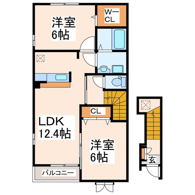 エスペランサ(2LDK/2階)の間取り写真
