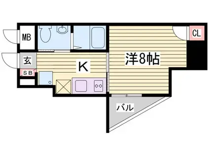 ベルエアー住吉(1K/2階)の間取り写真
