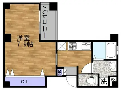 ソルピアーチェ京橋(1K/2階)の間取り写真