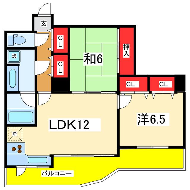 異人池ヒルズ(2LDK/4階)の間取り写真