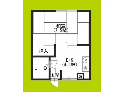 カラキマンション(1DK/4階)の間取り写真