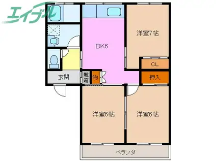 パークハイムカトウ(3DK/3階)の間取り写真