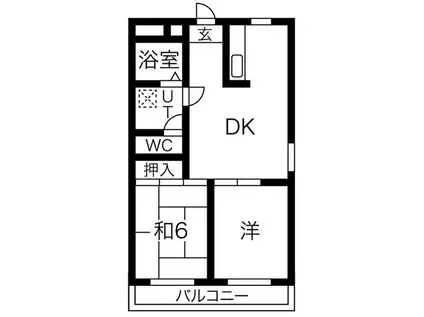 フラワーハイツツボイ(2DK/3階)の間取り写真