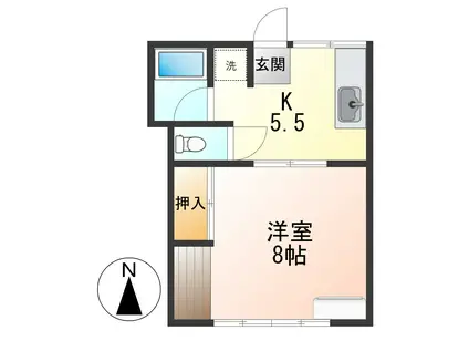 南コーポ小嶋B棟(1DK/2階)の間取り写真
