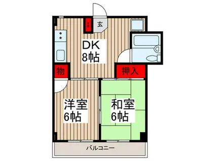 コーポはば(2DK/4階)の間取り写真
