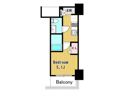 アリビオ立花II(1K/9階)の間取り写真